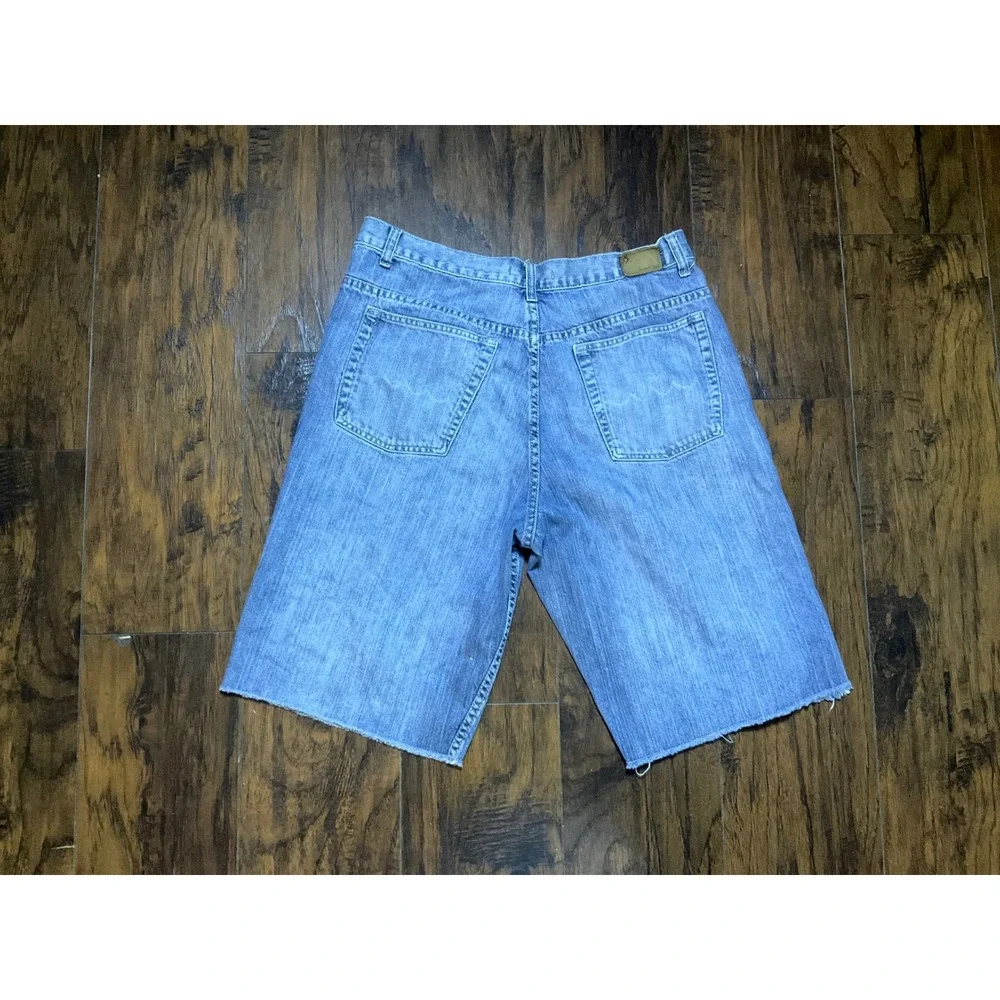 Flypaper Mens Baggy Denim Cut Off Shorts Light Wash Blue Y2K Skate Size 36